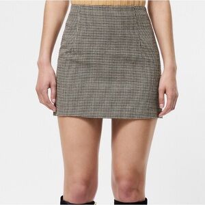 French Connection Houndstooth Wool Mini Skirt in Brown/Black